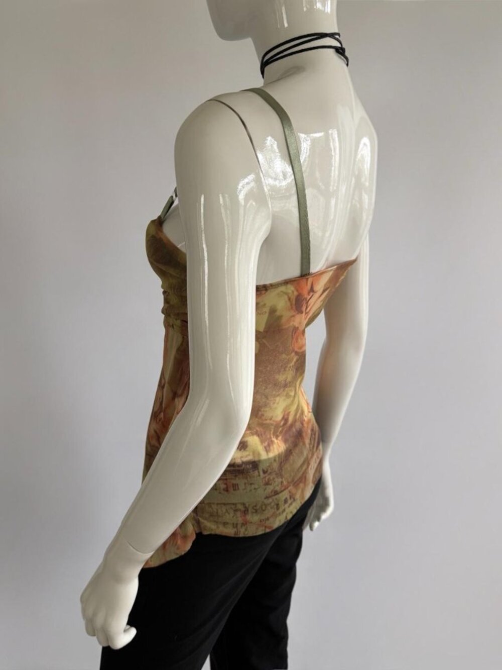 Italian Vintage Asymmetric Mesh Cinched Bust Cami Top - Picture 7 of 7